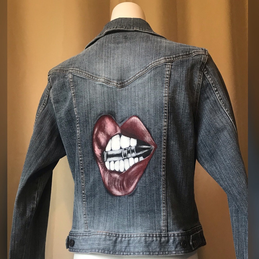 Vintage hand painted Riders Copper Jean jacket